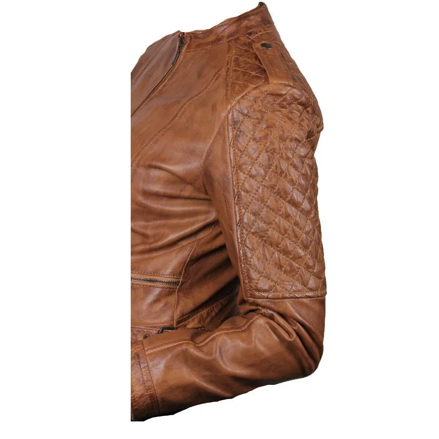 Women's moto style leather jacket