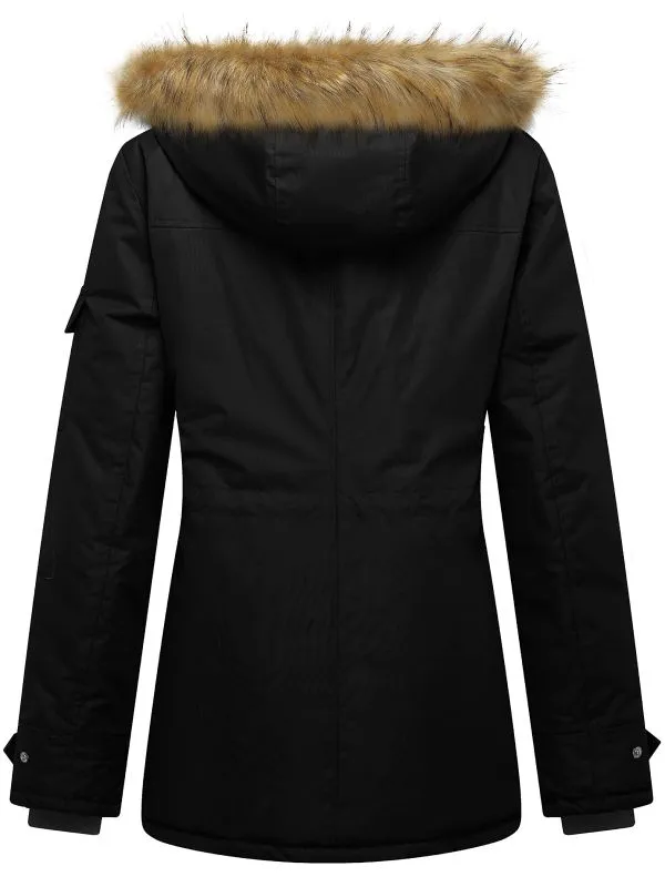 Women's Warm Winter Parka Coat With Faux Fur Hood