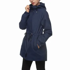 Women's Water-Resistant Anorak Hooded Rain Jacket Trench Coat…